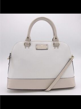 kate spade White and Tan Two-Tone Dome Satchel plus pink crossbody